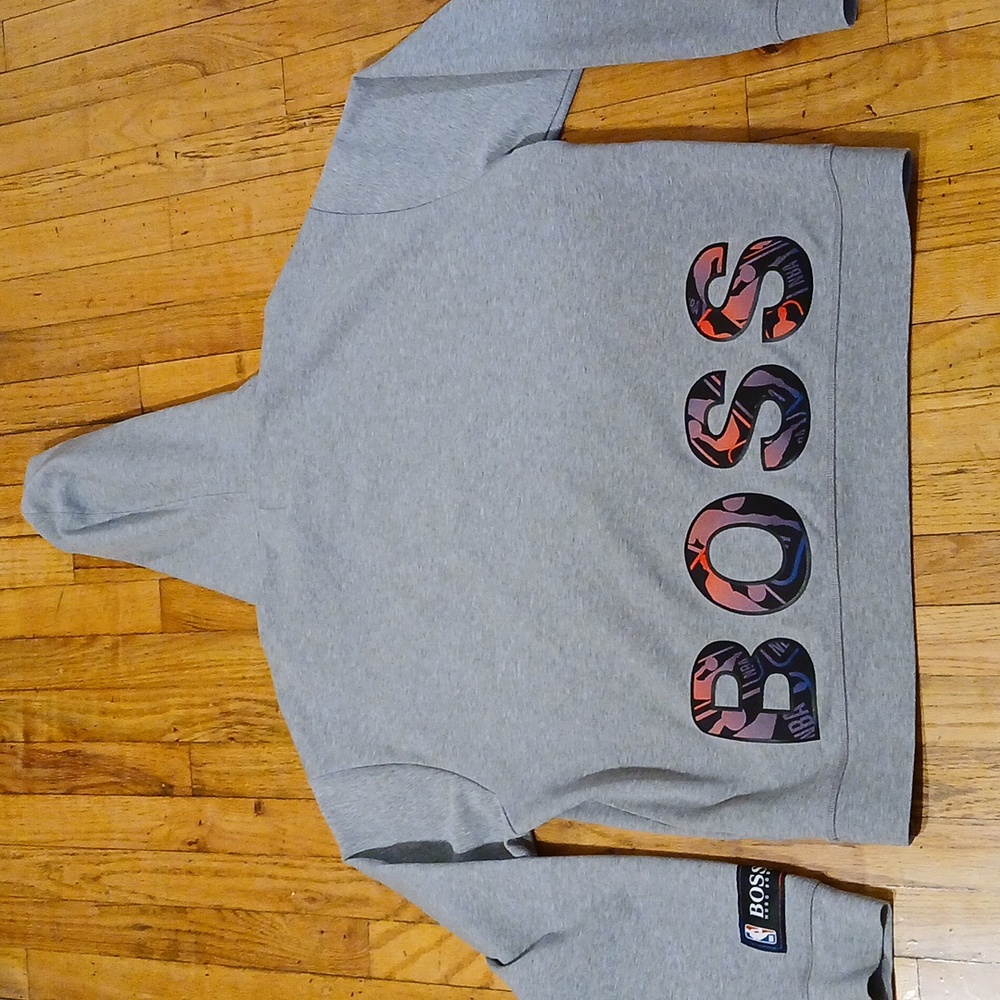 NBA Logo Hugo Boss Court Tri-Blend Pullover Hoodie - Heathered Gray NWOT - Picture 3 of 6